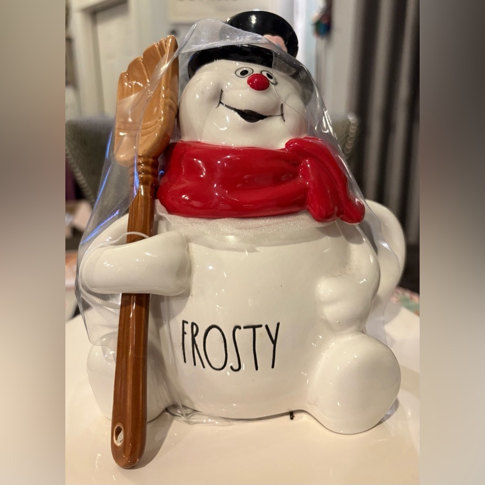 Rae Dunn Frosty the Snowman with Red Scarf and Spoon
